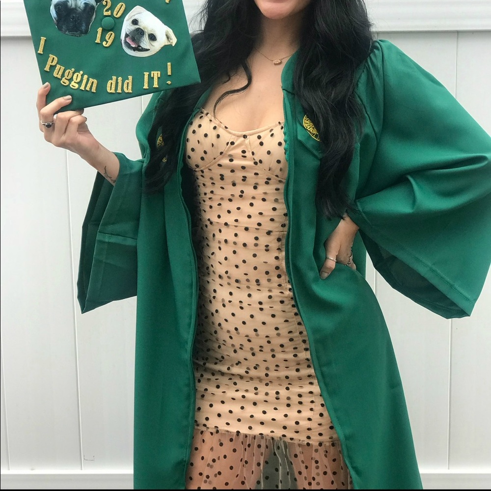 Nude polka dot dress